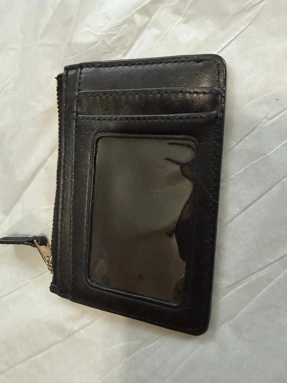 Coach Black Leather Zip Card Id and card holder